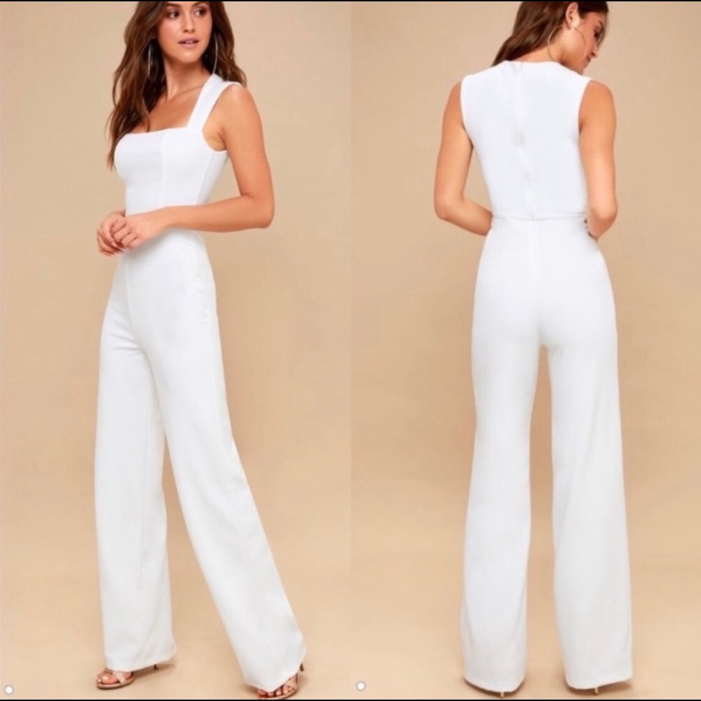 LULU’S Enticing Endeavors white jumpsuit